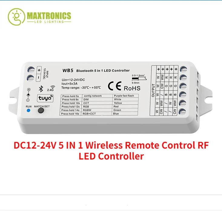 Tuya DC12-24V 5 IN 1    RF LED Ʈѷ RGB RGBW RGB + CCT  µ Ǵ  ÷ LED Ʈ